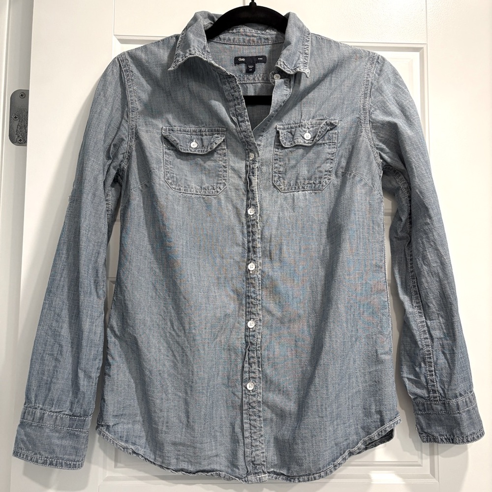 Vintage Gap Chambray Button Up Shirt Womens XS Western‎ Texani Casual Outdoor